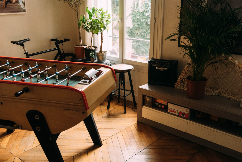 Man cave house with foosball